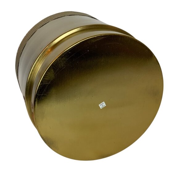 Brushed Gold Metal Waste Basket Or Planter With Woven Textured Top - Picture 6 of 7